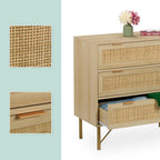 Chest of Drawers Bedroom Dresser Rattan Look 80x80x42