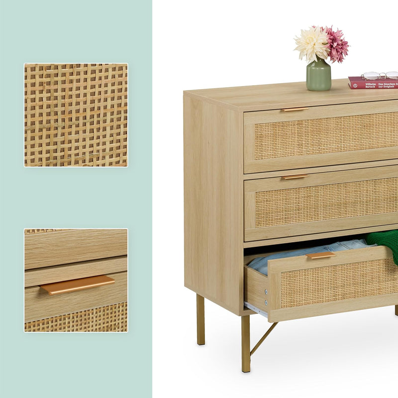 Chest of Drawers Bedroom Dresser Rattan Look