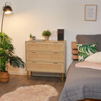 Chest of Drawers Bedroom Dresser Rattan Look 80x80x42