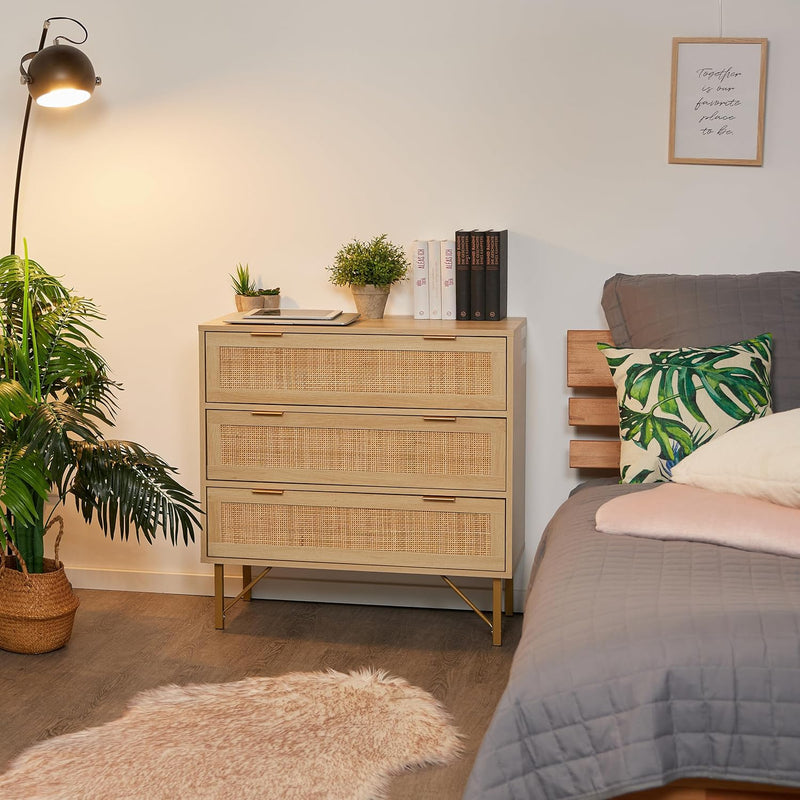 Chest of Drawers Bedroom Dresser Rattan Look
