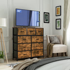 Chest of Drawers Bedroom Fabric Dresser with Wood