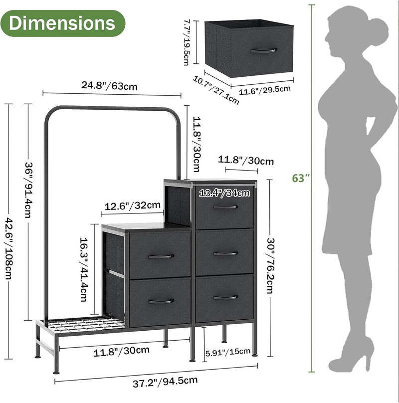 Chest of Drawers Bedroom Including 4 Fabric