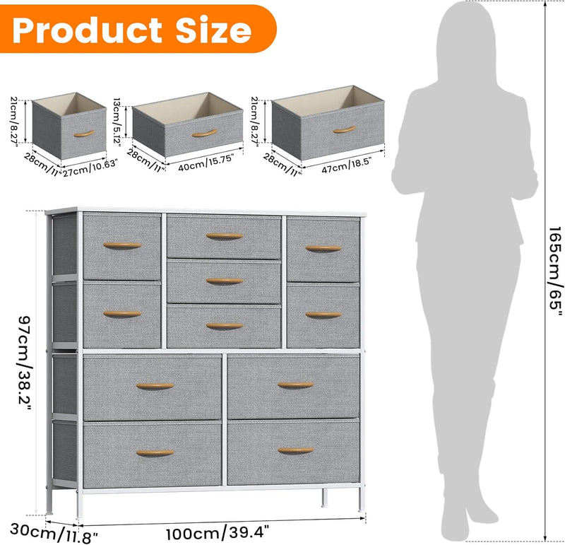 Chest of Drawers Bedroom Tall Dresser with 11