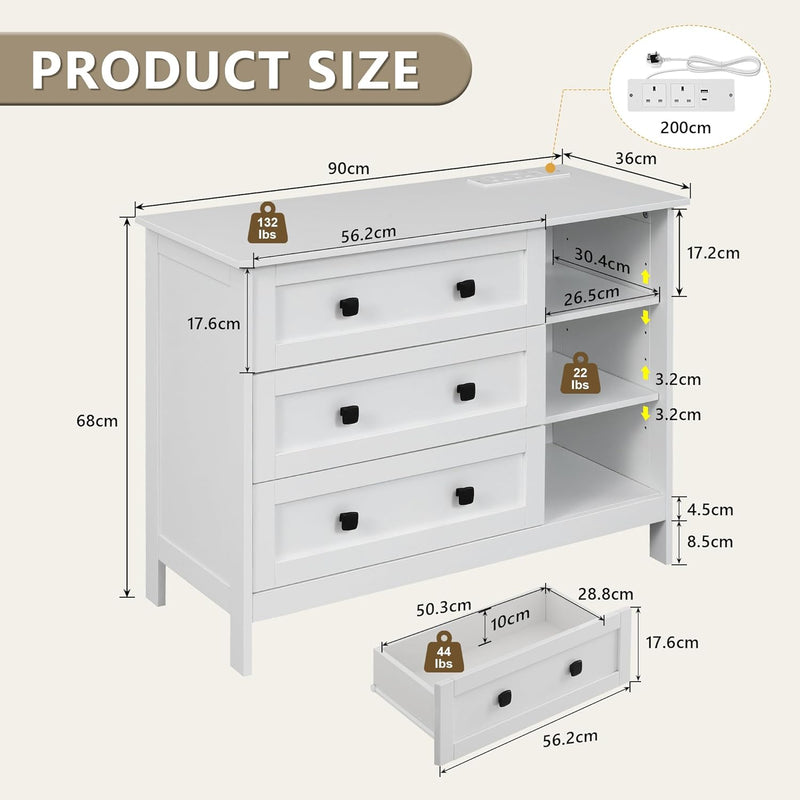 Chest of Drawers Bedroom with Charging Station 3