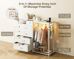Chest of Drawers Bedroom with Hanging Rail 110x30x106CM
