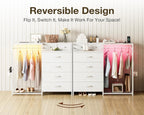 Chest of Drawers Bedroom with Hanging Rail 110x30x106CM