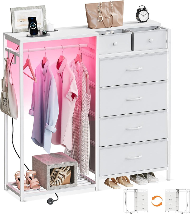 Chest of Drawers Bedroom with Hanging Rail 110x30x106CM