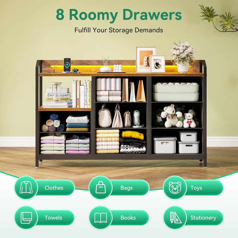 Chest of Drawers Bedroom 8 Fabric 110x30x88CM Retro