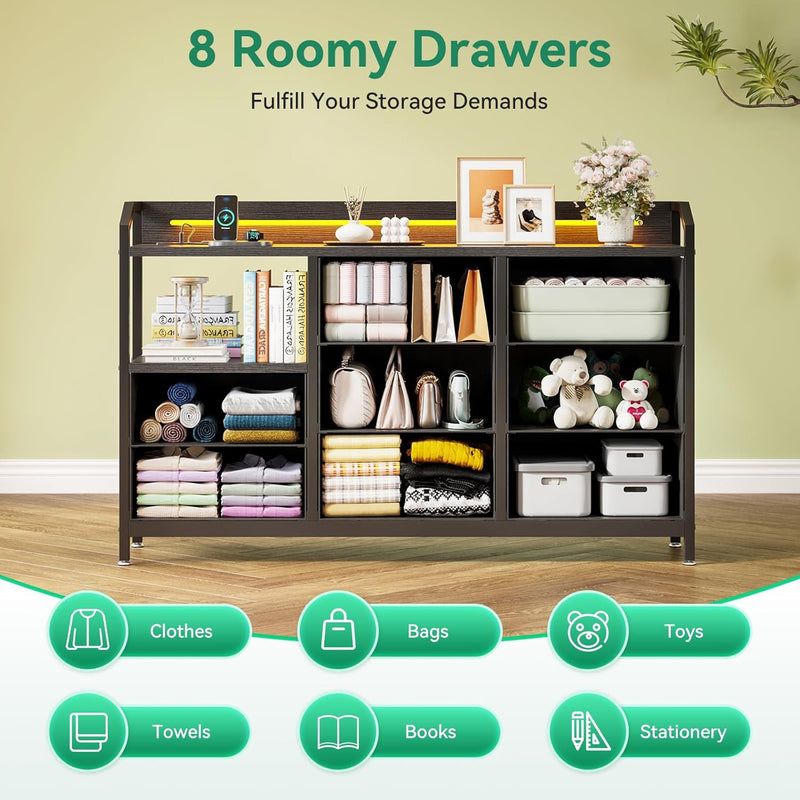 Chest of Drawers Bedroom 8 Fabric 110x30x88CM Retro