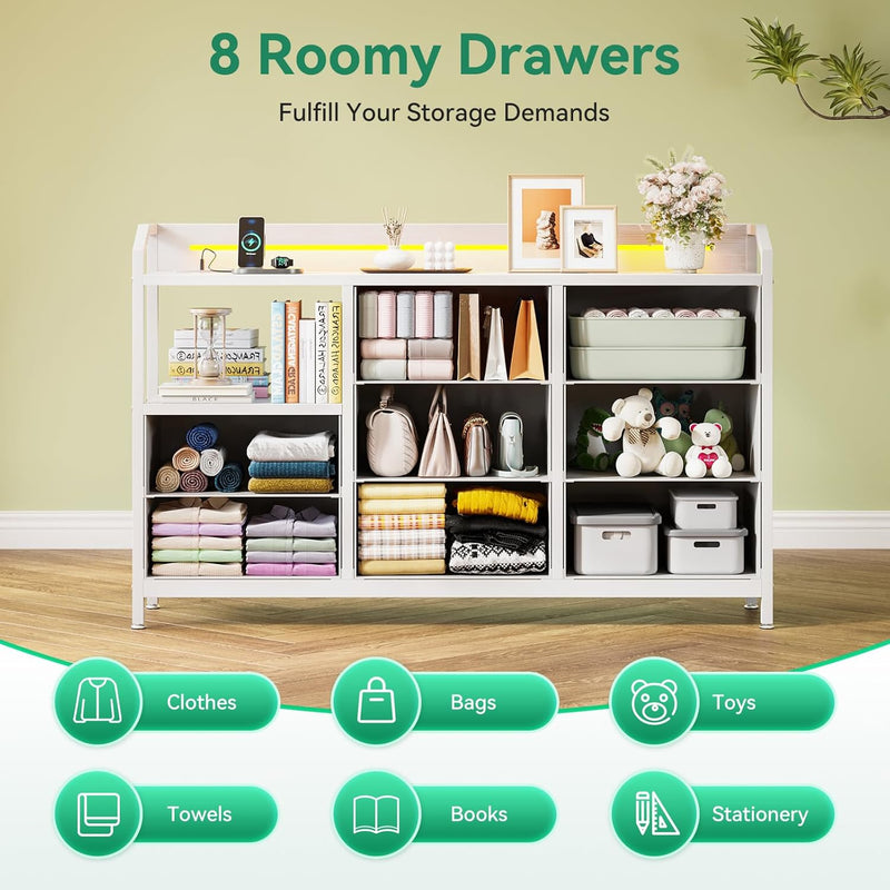 Chest of Drawers Bedroom 8 Fabric 110x30x88CM Retro