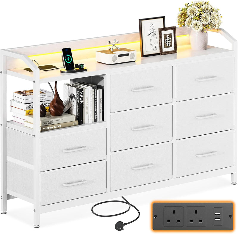 Chest of Drawers Bedroom 8 Fabric 110x30x88CM Retro