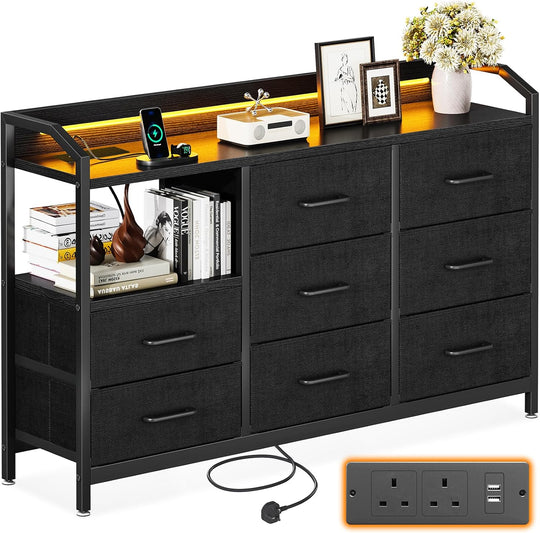 Chest of Drawers Bedroom with LED Light Trip