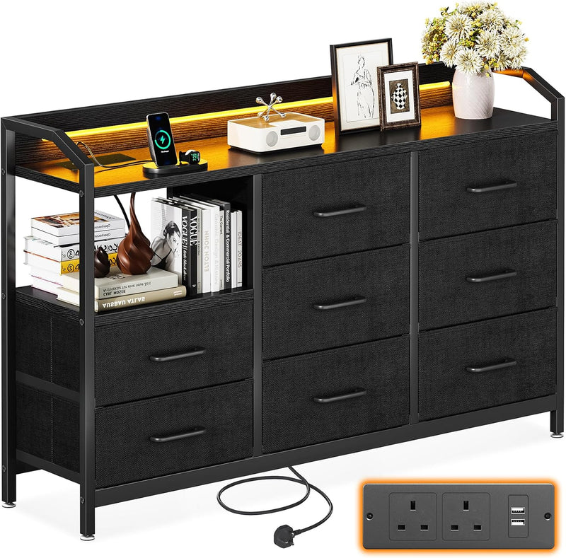 Chest of Drawers Bedroom 8 Fabric 110x30x88CM Retro