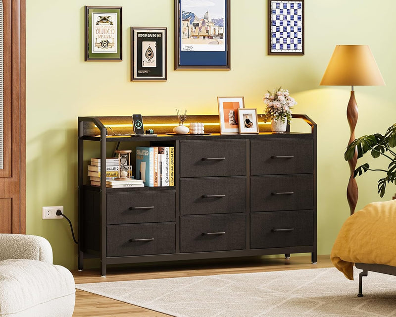 Chest of Drawers Bedroom 8 Fabric 110x30x88CM Retro