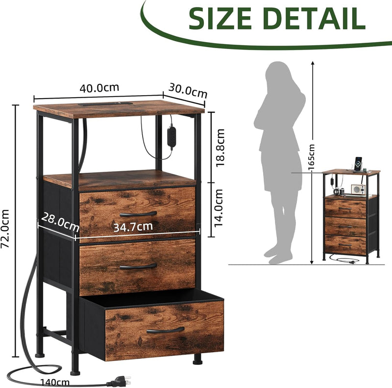 Chest of Drawers Charging Station LED 3 Set