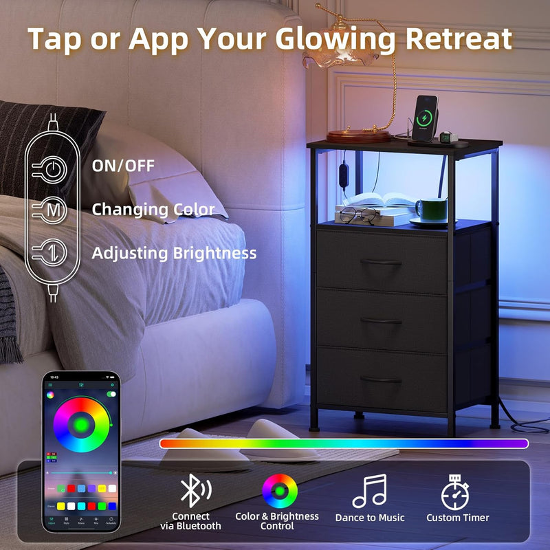 Chest of Drawers Charging Station LED 3 Set