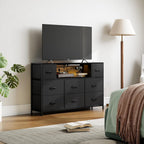 Chest of Drawers Charging Station LED TV Stand