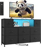 Chest of Drawers Charging Station LED TV Stand