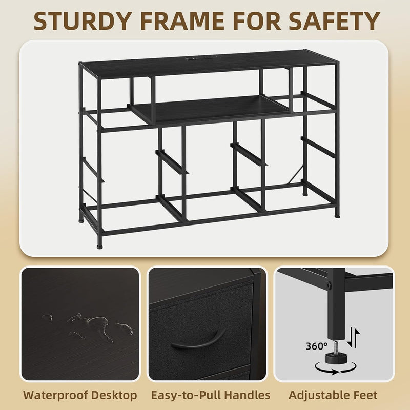 Chest of Drawers Charging Station LED TV Stand
