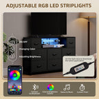 Chest of Drawers Charging Station LED TV Stand