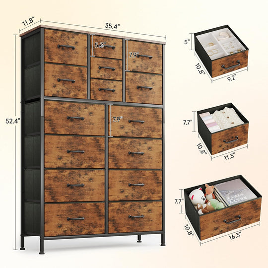 Chest of Drawers Dresser for Bedroom with 15