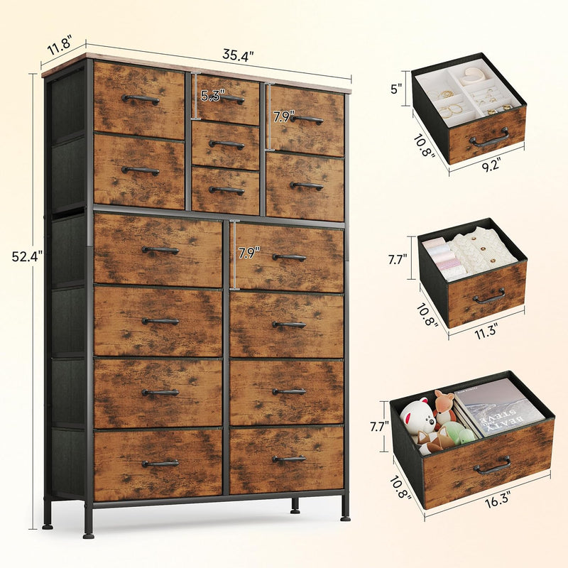 Chest of Drawers Dresser for Bedroom with 15