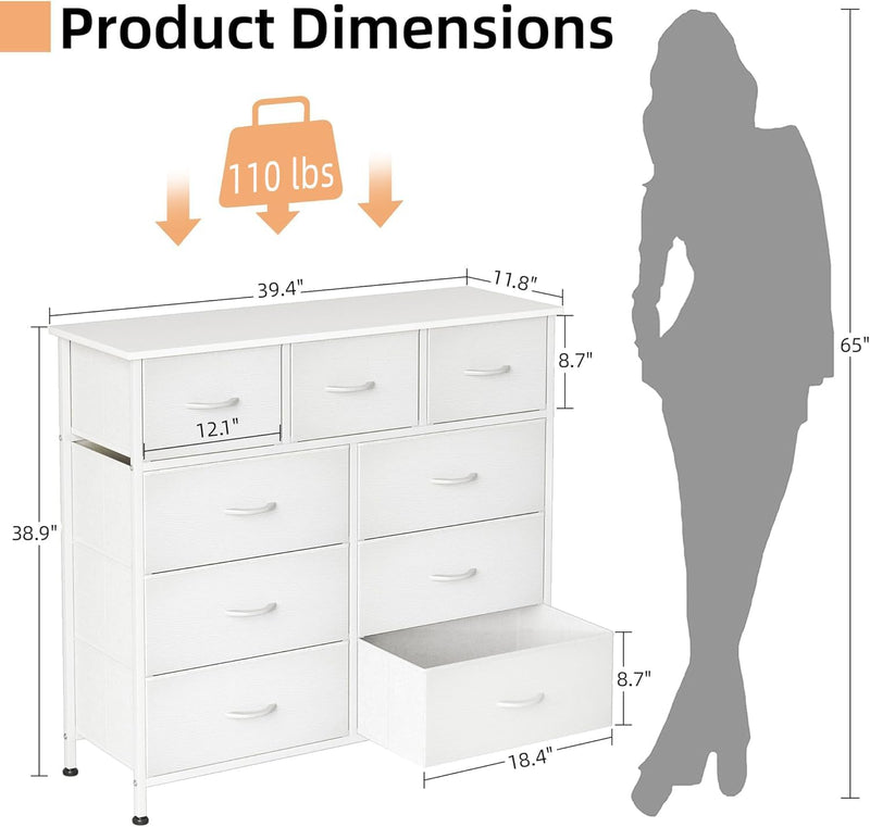 Chest of Drawers Dresser for Bedroom with 9