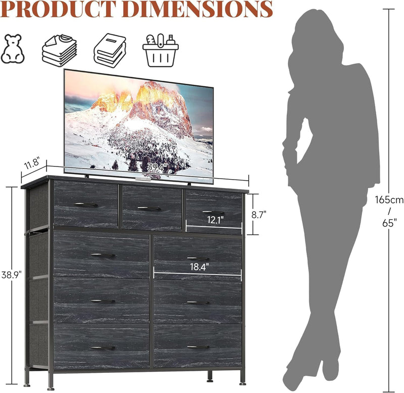 Chest of Drawers Dresser for Bedroom with 9