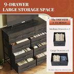 Chest of Drawers Dresser for Bedroom with 9