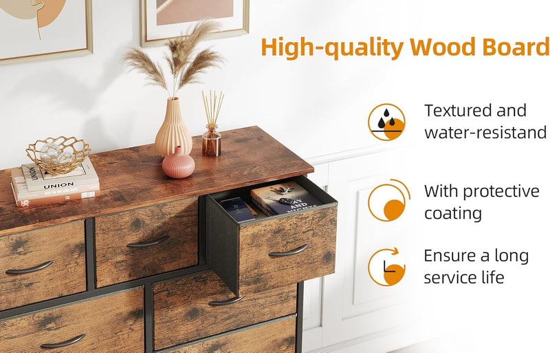 Chest of Drawers Dresser for Bedroom with 9
