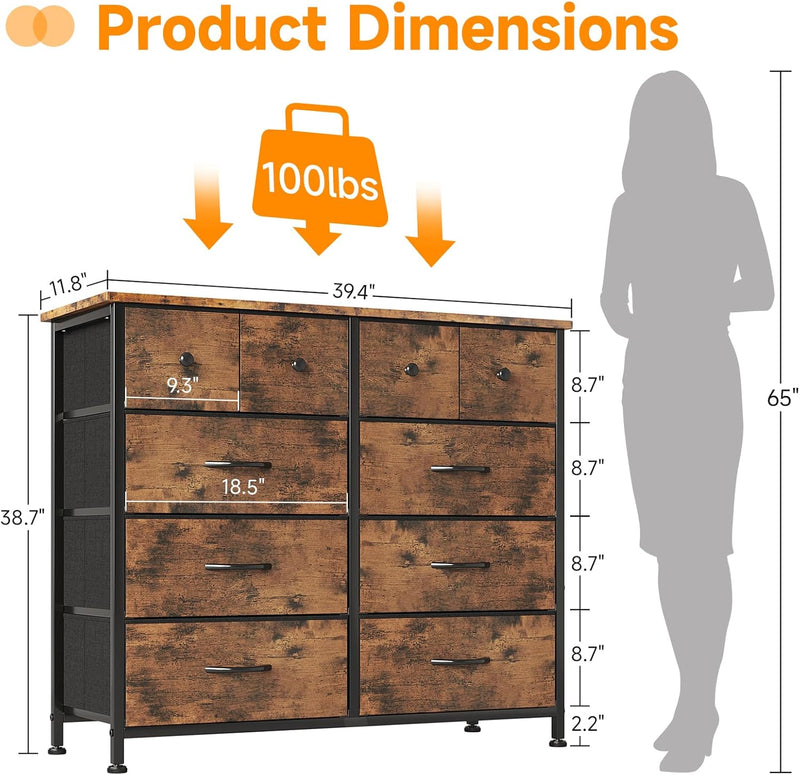 Chest of Drawers Fabric Dresser for Bedroom
