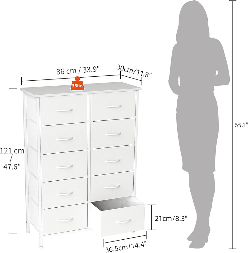 Chest of Drawers for Bedroom 10 Drawer Fabric