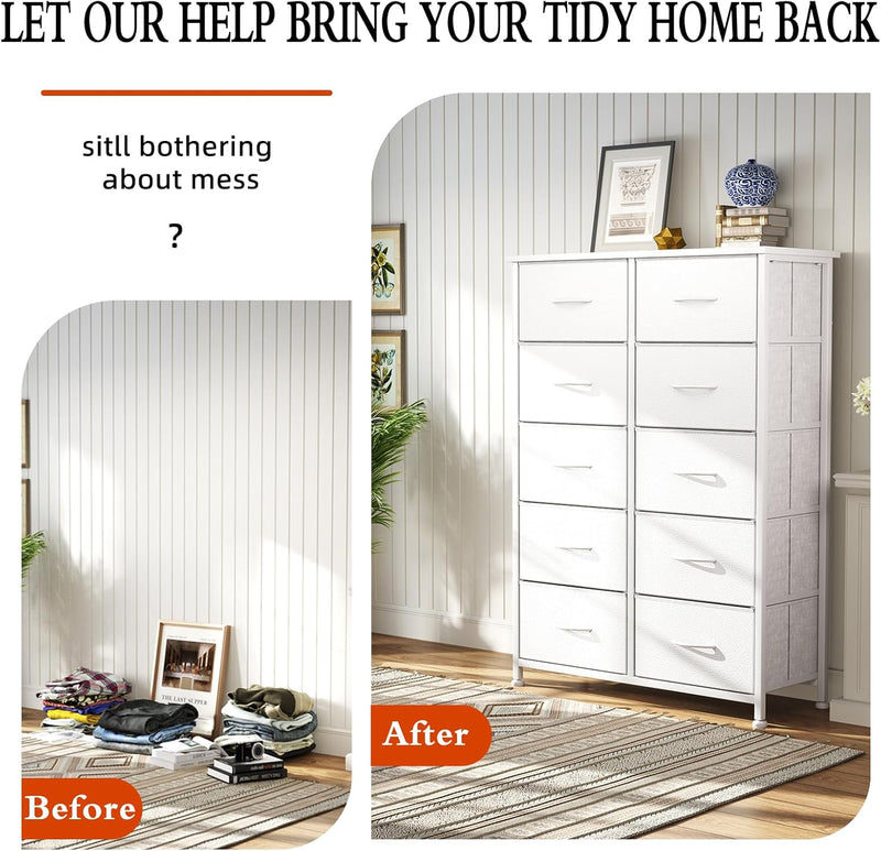 Chest of Drawers for Bedroom 10 Drawer Fabric