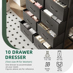 Chest of Drawers for Bedroom 10 Drawer Fabric