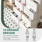 Chest of Drawers for Bedroom 10 Drawer Fabric