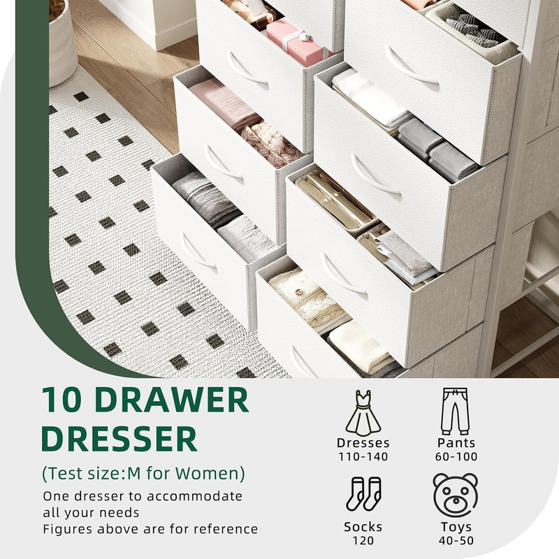 Chest of Drawers for Bedroom 10 Drawer Fabric