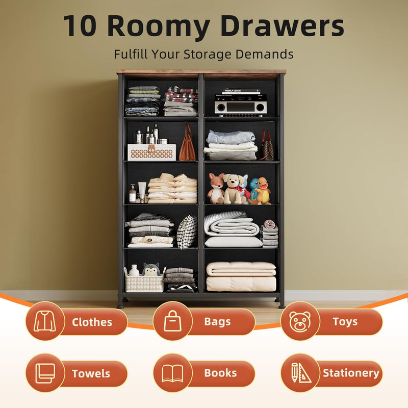 Chest of Drawers for Bedroom 10 Drawer Tall