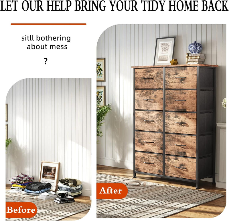 Chest of Drawers for Bedroom 10 Drawer Tall
