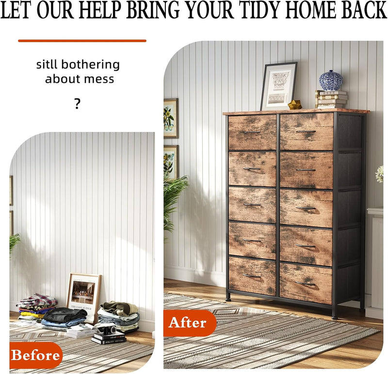 Chest of Drawers for Bedroom 10 Drawer Tall