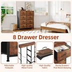Chest of Drawers for Bedroom 10 Drawer Tall