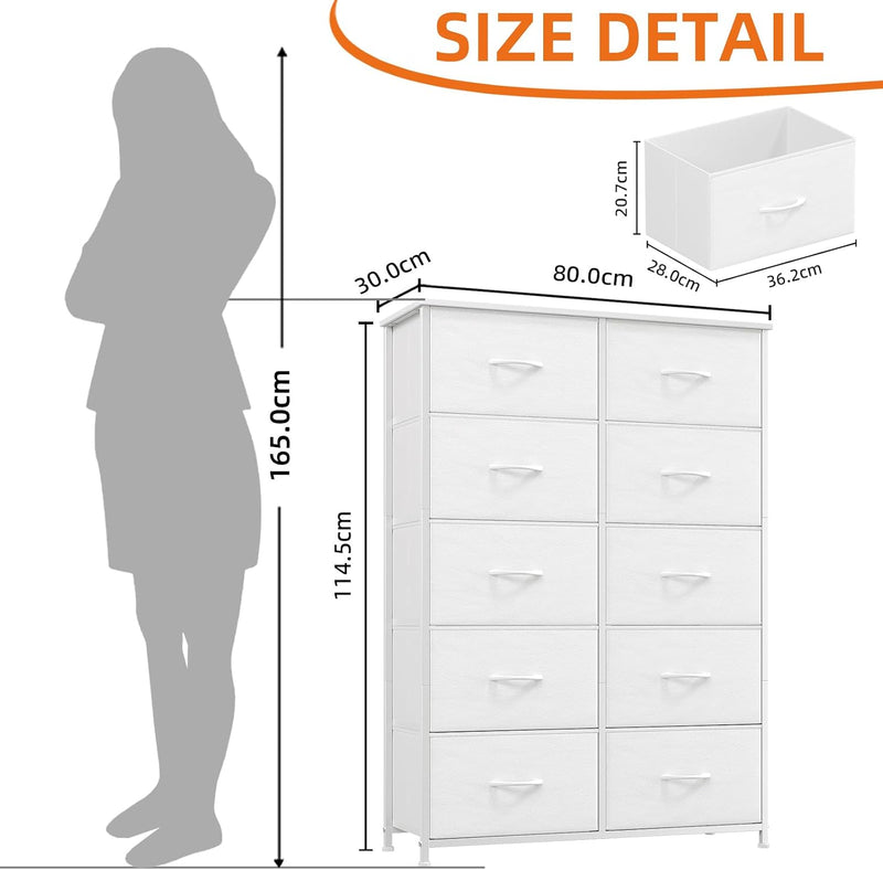 Chest of Drawers for Bedroom 10 Fabric Tall