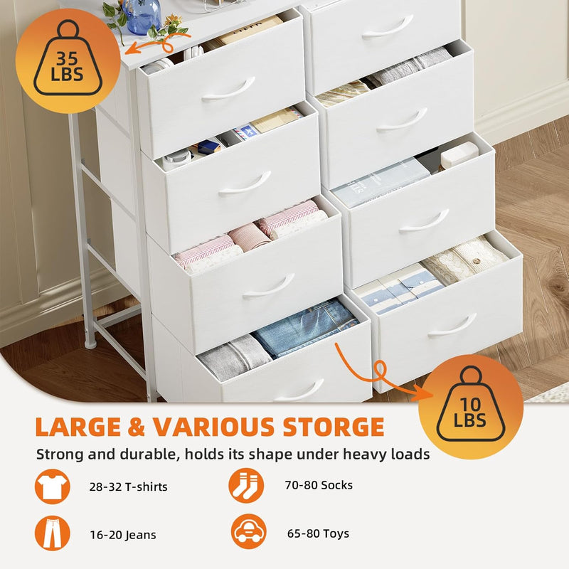 Chest of Drawers for Bedroom 10 Fabric Tall