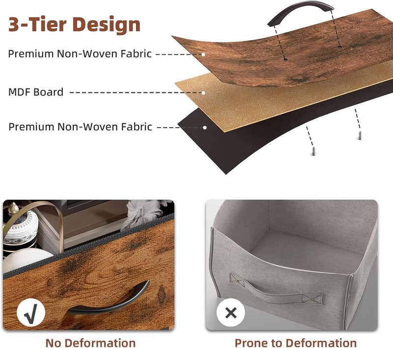 Chest of Drawers for Bedroom 9 Fabric Tall