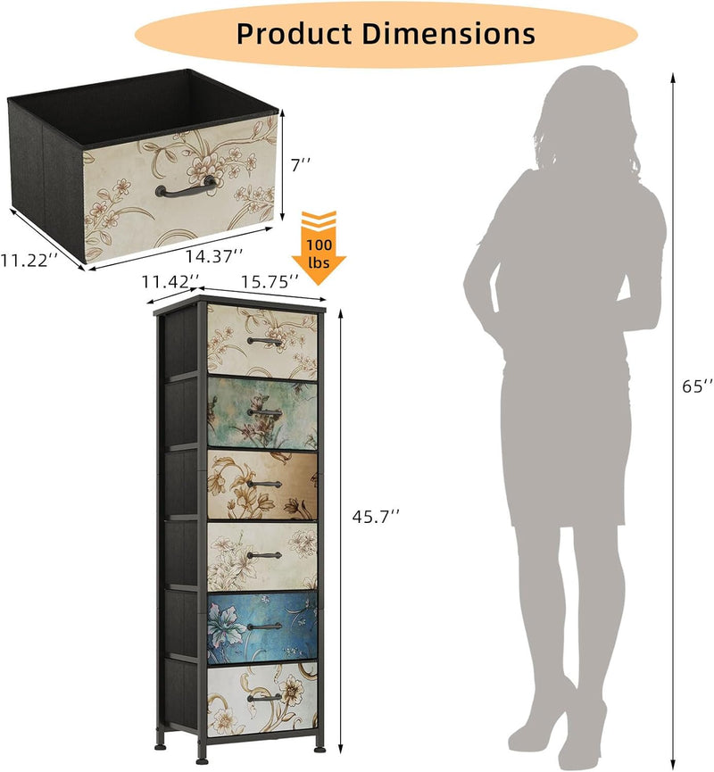 Chest of Drawers for Bedroom Fabric with 6