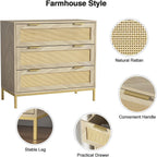 Chest of Drawers for Bedroom Rattan 3 Drawer