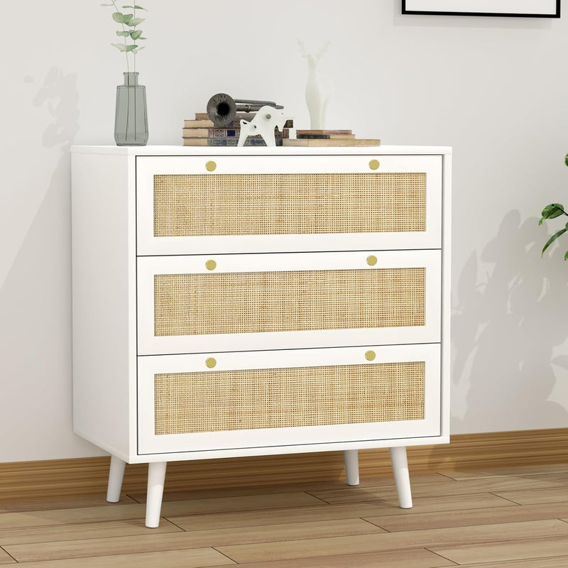 Chest of Drawers for Bedroom Rattan 3 Drawer