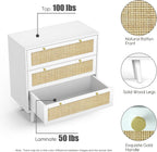Chest of Drawers for Bedroom Rattan 3 Drawer