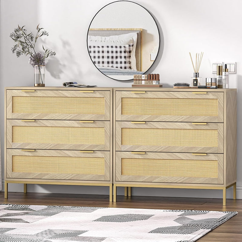 Chest of Drawers for Bedroom Rattan 3 Drawer