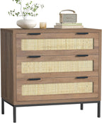 Chest of Drawers for Bedroom Rattan 3 Drawer