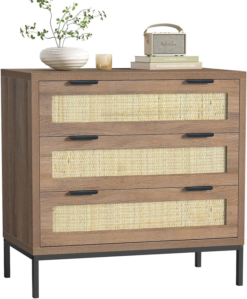 Chest of Drawers for Bedroom Rattan 3 Drawer